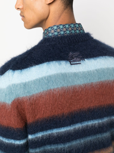 Shop Etro Striped Mohair-wool Sweatshirt In Blue