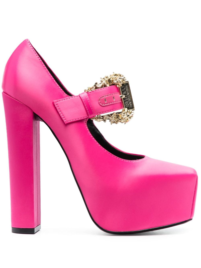 Shop Versace Jeans Couture Hurley 150mm Satin Platform Pumps In Pink