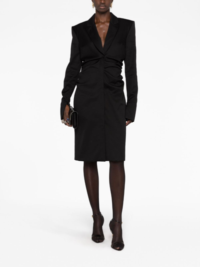 Tom Ford Chest-pocket Long-sleeve Midi Dress In Black