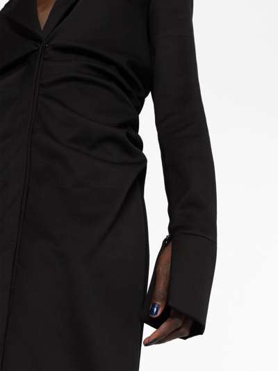 Tom Ford Chest-pocket Long-sleeve Midi Dress In Black