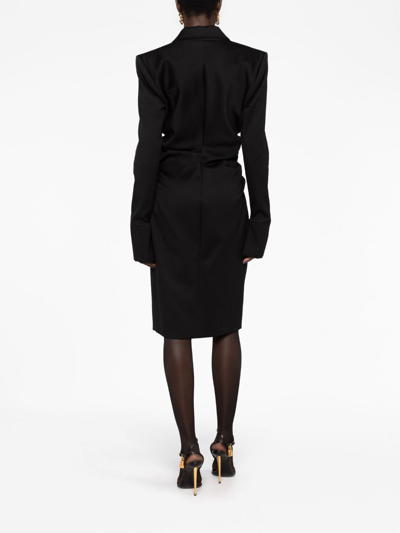 Tom Ford Chest-pocket Long-sleeve Midi Dress In Black