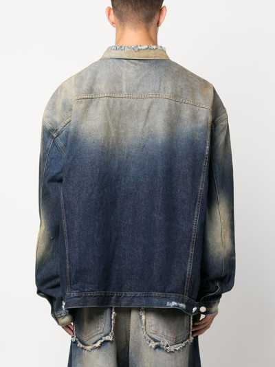 Shop Vetements Distressed-effect Stonewashed Denim Jacket In Blue