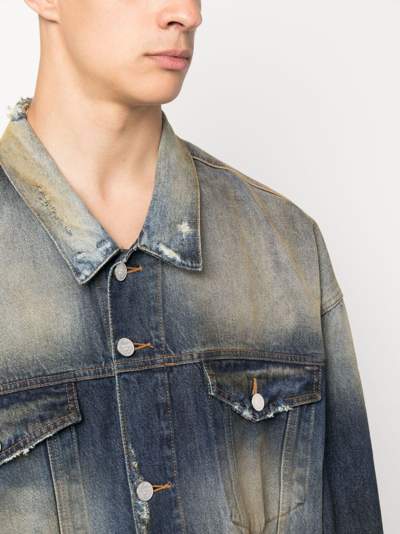 Shop Vetements Distressed-effect Stonewashed Denim Jacket In Blue