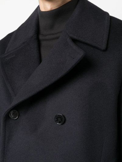 Shop Mackintosh Dalton Double-breasted Wool Peacoat In Blue