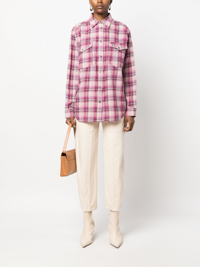 Shop Marant Etoile Lony Checked Cotton-blend Shirt In Pink