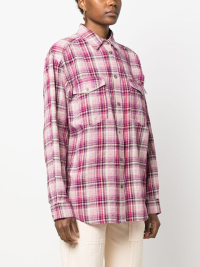 Shop Marant Etoile Lony Checked Cotton-blend Shirt In Pink