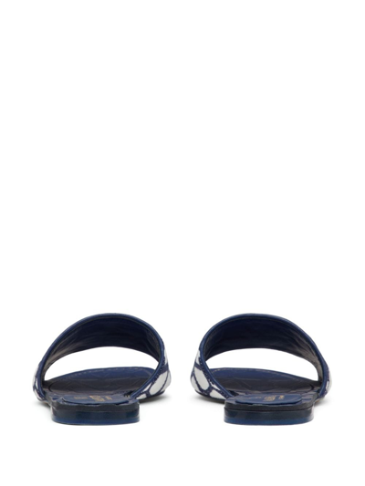 Shop Valentino Toile Iconographe Embroidered Slides In Blue