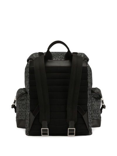 Shop Dolce & Gabbana Logo Jacquard Buckled Backpack In Black