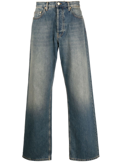 Shop Golden Goose Mid-rise Wide-leg Jeans In Blue