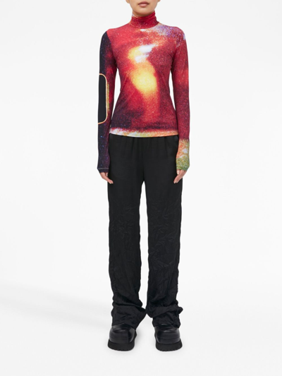 Mm6 Maison Margiela Space-print Turtleneck Top In Red