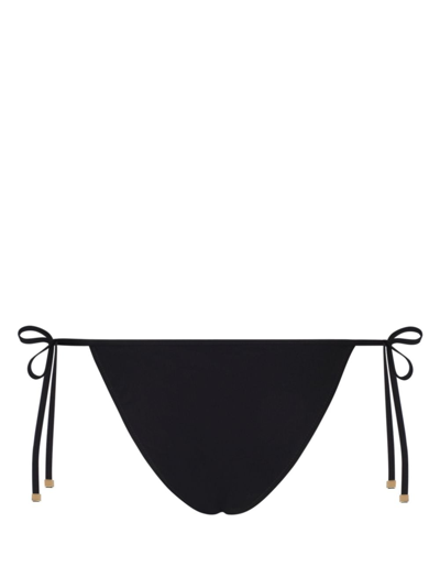 Shop Dolce & Gabbana Logo-plaque Side-tie Bikini Bottom In Black