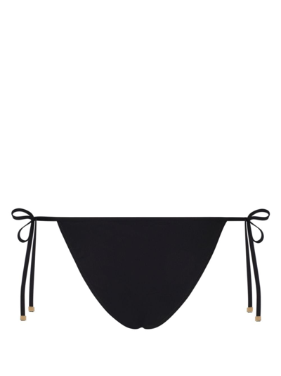 Dolce & Gabbana Logo-plaque Side-tie Bikini Bottom In Black
