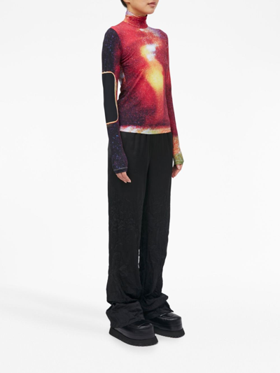 Mm6 Maison Margiela Space-print Turtleneck Top In Red
