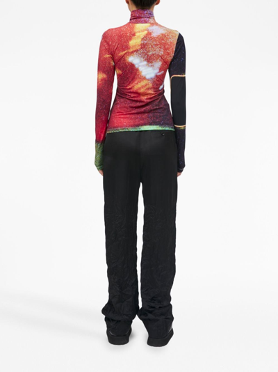 Mm6 Maison Margiela Space-print Turtleneck Top In Red
