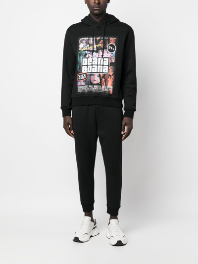 Shop Dsquared2 Graphic-print Cotton Hoodie In Black