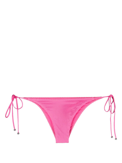 Shop Leslie Amon Perforated Bikini Bottoms In Pink