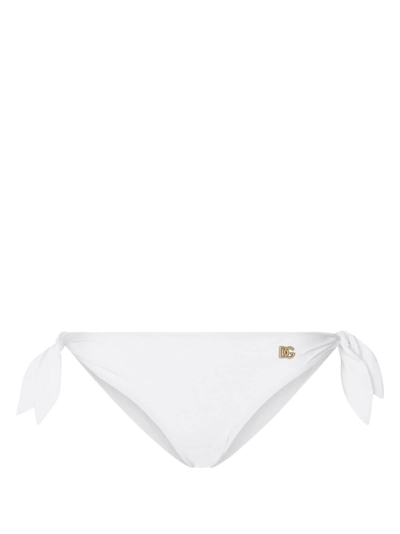 Shop Dolce & Gabbana Logo-plaque Bikini Bottom In White