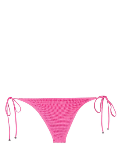 Shop Leslie Amon Perforated Bikini Bottoms In Pink