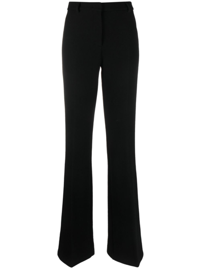 Shop Etro Flared Wool-blend Trousers In Black