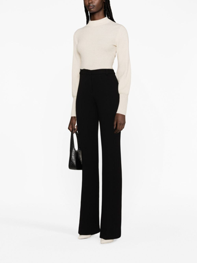 Shop Etro Flared Wool-blend Trousers In Black