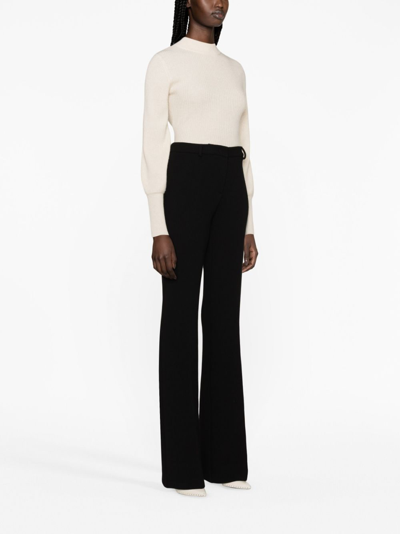 Shop Etro Flared Wool-blend Trousers In Black