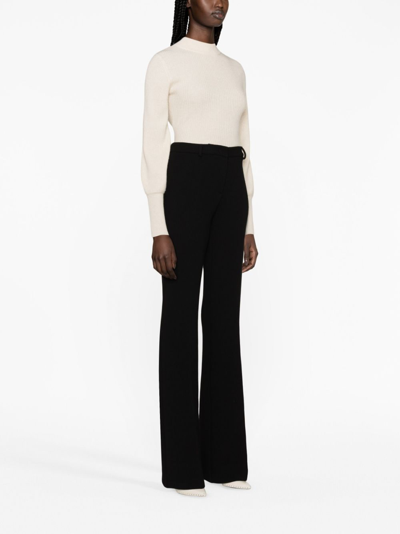 Etro Flared Wool-blend Trousers In Black