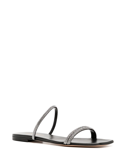 Shop Gianvito Rossi Cannes Leather Slip-on Sandals In Black