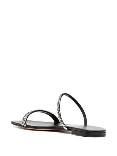 Shop Gianvito Rossi Cannes Leather Slip-on Sandals In Black
