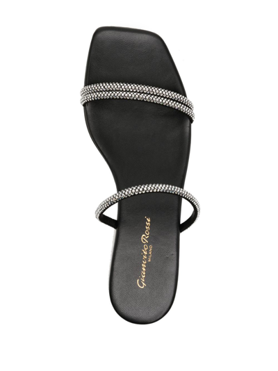 Shop Gianvito Rossi Cannes Leather Slip-on Sandals In Black