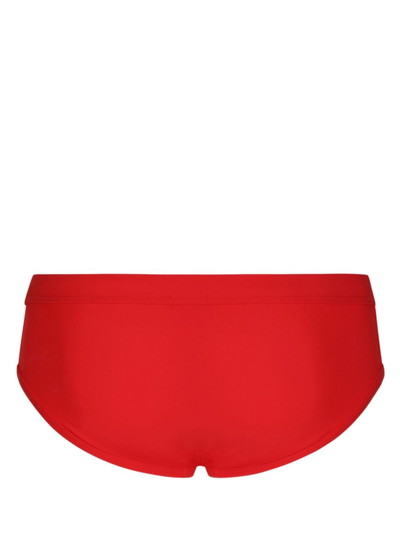 Shop Dolce & Gabbana Logo-plaque Swim Trunks In Red