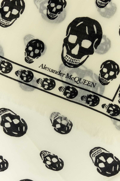 Shop Alexander Mcqueen Scarves And Foulards In Ivoryblack