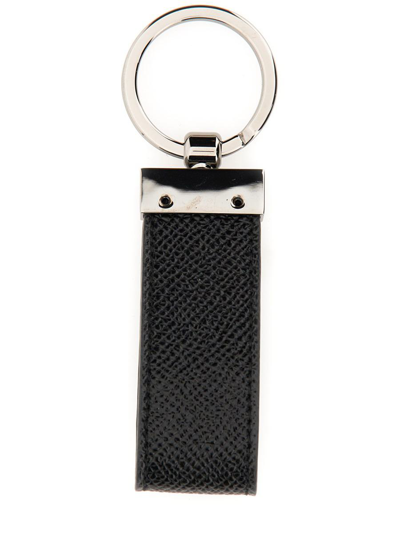 Shop Dolce & Gabbana Keychain With Logoed Label In Black