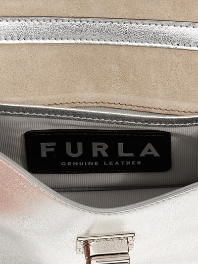 Shop Furla 'zoe' Mini Shoulder Bag In Silver