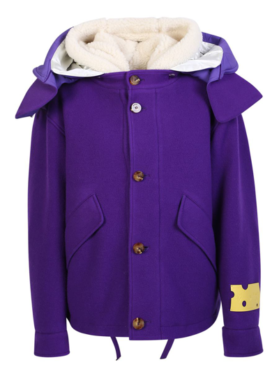 Off-white Off White Short Reversible Coat In Purple
