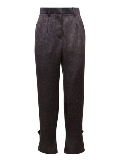Sacai Leopard Print Trousers In Black