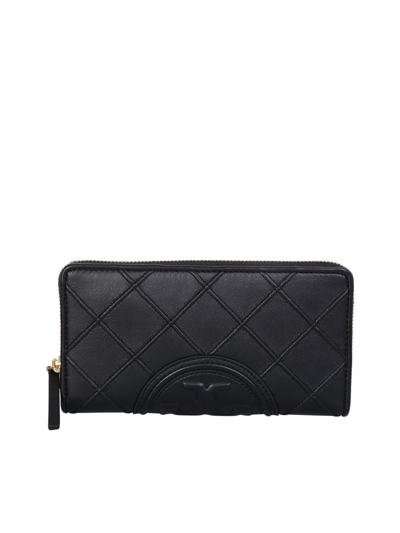 Tory Burch Fleming Zip Continental Wallet In Black