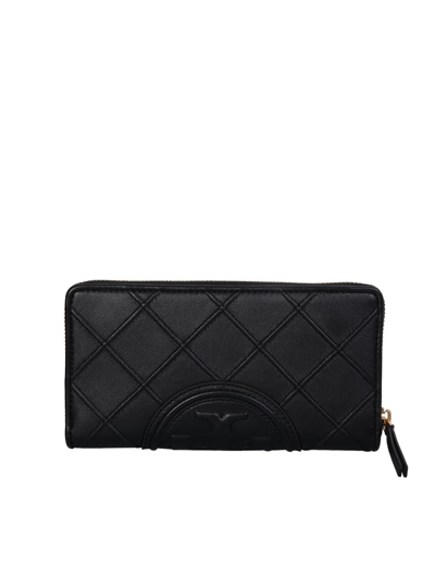 Tory Burch Fleming Zip Continental Wallet In Black