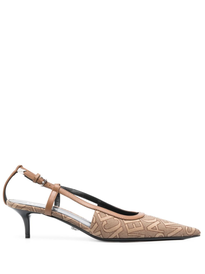 Shop Versace Allover-jacquard 65mm Pumps In Brown