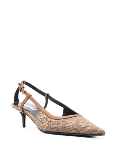 Shop Versace Allover-jacquard 65mm Pumps In Brown