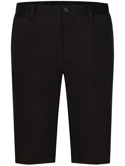 Shop Dolce & Gabbana Logo-embroidered Cotton Shorts In Black