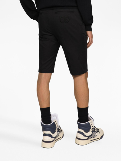 Shop Dolce & Gabbana Logo-embroidered Cotton Shorts In Black