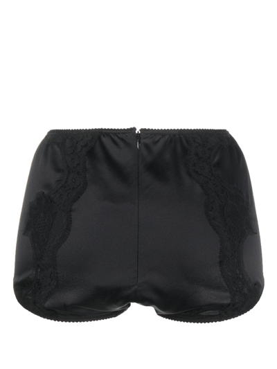 Shop Dolce & Gabbana Lace-detail Zipped Briefs In Black