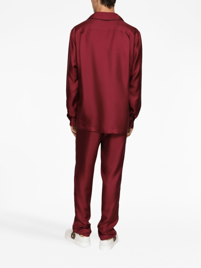 Shop Dolce & Gabbana Dg Essentials Logo-patch Silk Shirt In Red