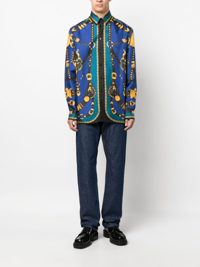 Shop Versace Medusa Head-detailed Straight-leg Jeans In Blue