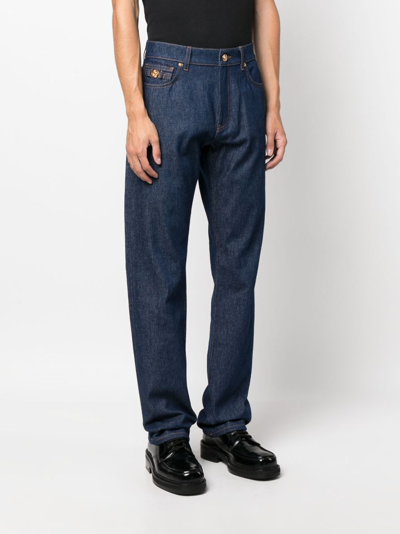 Versace Medusa Head-detailed Straight-leg Jeans In Blue