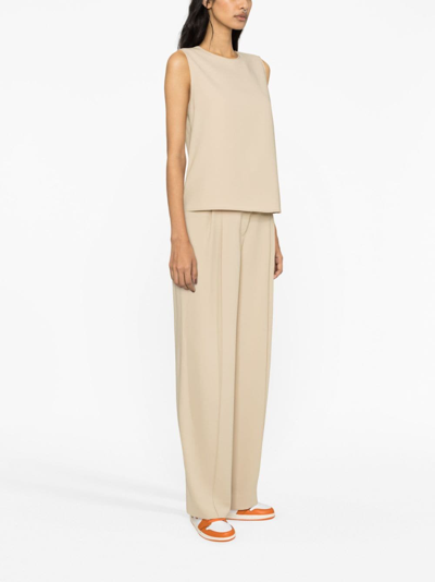 Calvin Klein Crew-neck Twill Tank Top In Neutrals