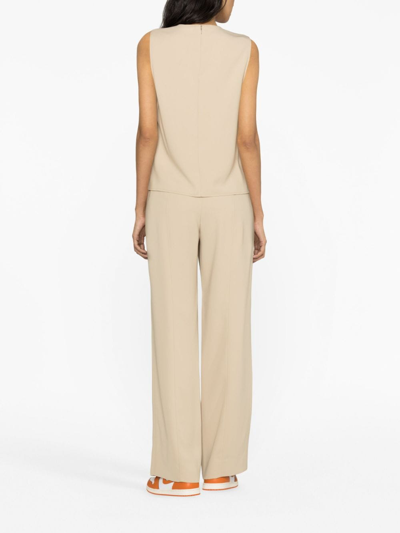 Calvin Klein Crew-neck Twill Tank Top In Neutrals