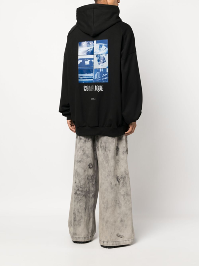 Juunj Graphic-print Long-sleeve Hoodie In Black