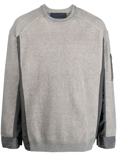 Shop Juunj Two-tone Ribbed-knit Sweatshirt In Grey