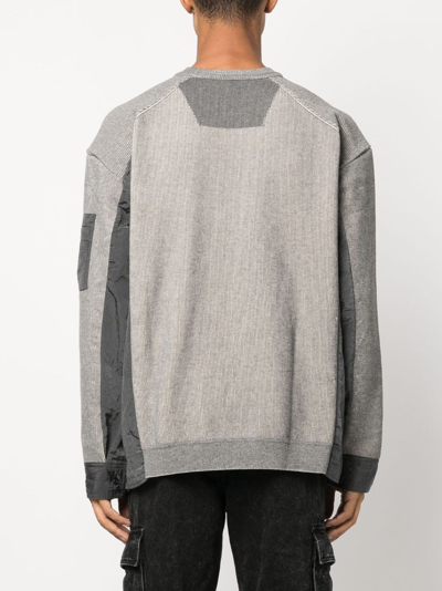 Shop Juunj Two-tone Ribbed-knit Sweatshirt In Grey